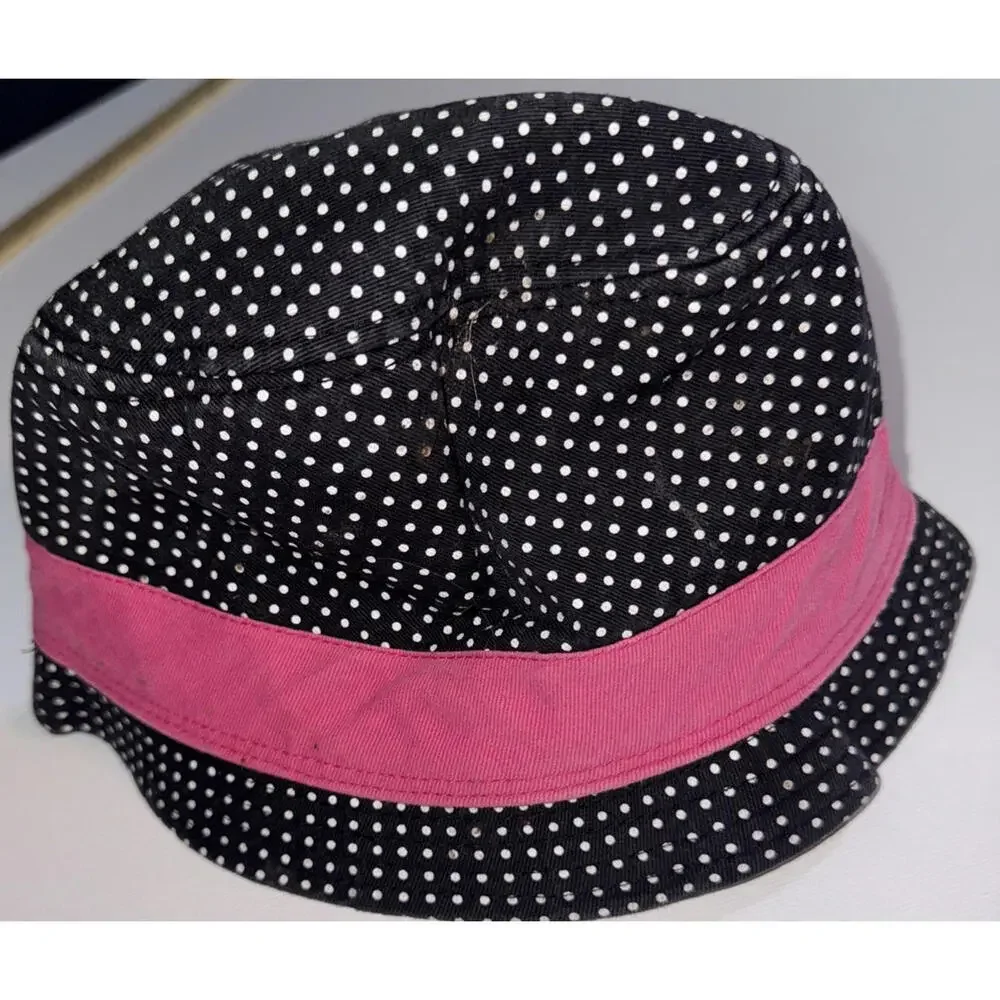 Hello Kitty Black Pink Y2K‎ Cat Cartoon Polka Dot Y2K Bucket Hat